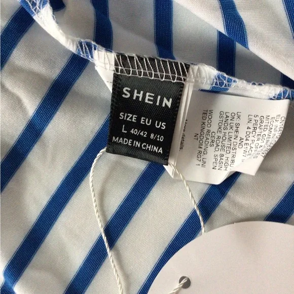 ‼️MOVING‼️ NEW Striped Tee Dress Sz. 8/10 Blue & White. Shirt tail hem - Picture 9 of 11